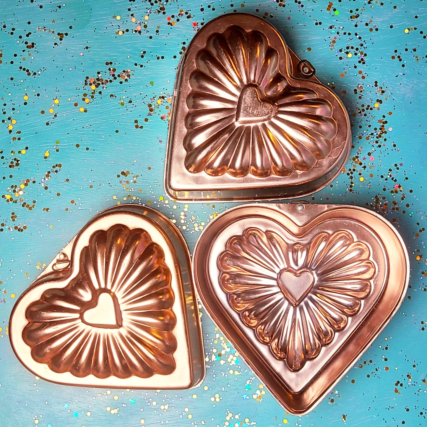 Vintage Copper Heart Slab Molds (3pk)