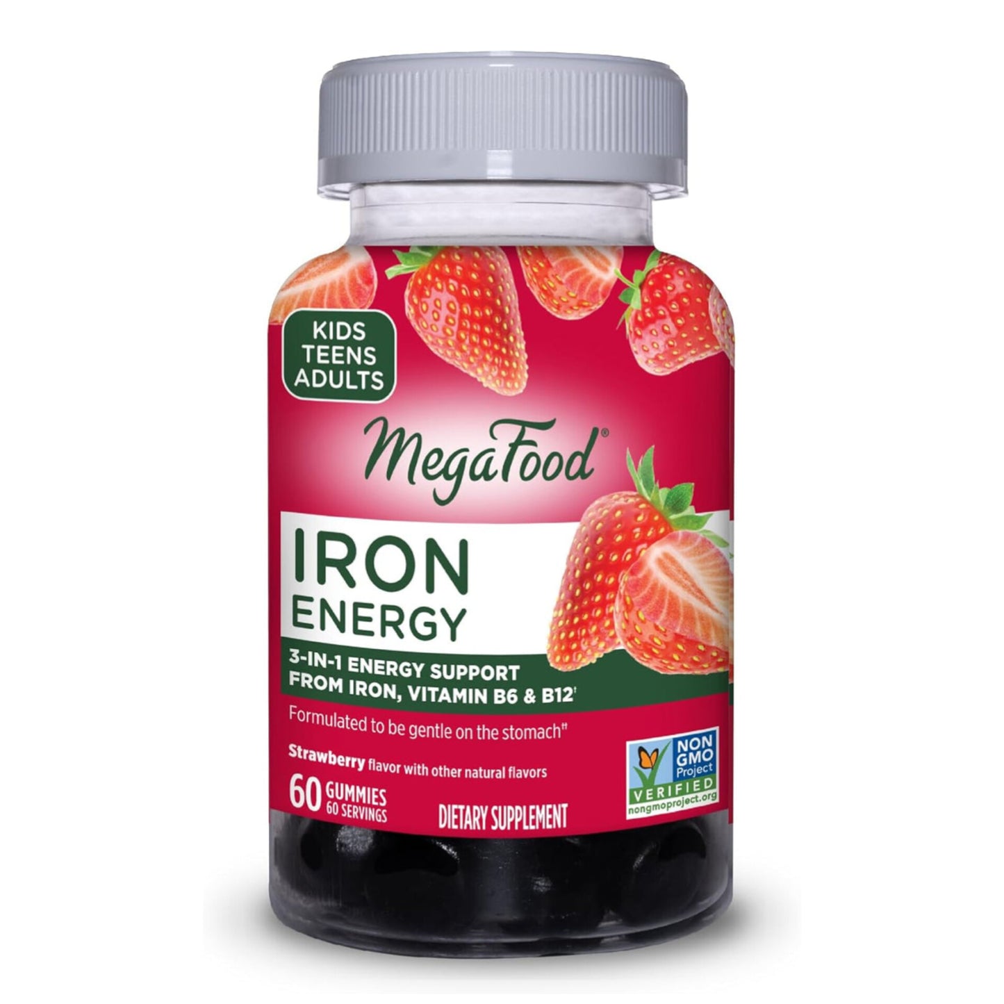 MegaFood Iron Energy Gummies, Strawberry Flavor, 60 Gummies