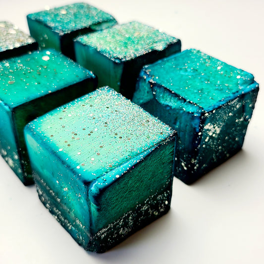 Seafoam Cubes w/ Holographic Glitter (6pk) 💙✨ Dyed Gym Chalk