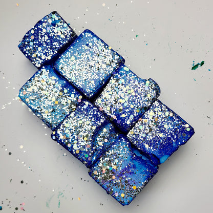 Blue Cubes w/ Holographic Glitter (6pk) 💙✨ Dyed Gym Chalk